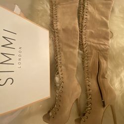 NEW Simmi London Thigh High Peep Toe Boots