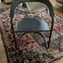 Italian Black Leather And Metal Chair