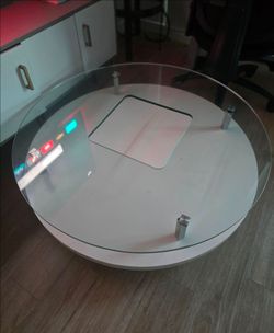 Modern Round Glass & White Coffee Table