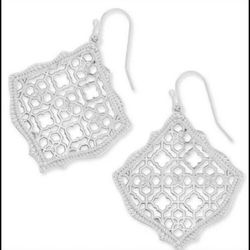 Silver Filigree diamond shape Dangle earrings