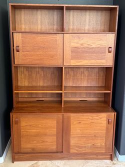 Mid-Century Modern Teak Bookcase Cabinet