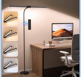 Brand New LED Floor Lamp, 24W Dual Head Dimmable Standing Lamp with Remote & Touch Control, Adjustable Gooseneck, 3000K-6500K Modern Reading Lamp for 