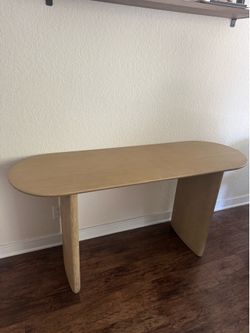 World Market Zeke Oval Brushed Wood Console Table