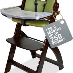 Abiie Beyond Junior Convertible Wooden High Chairs for Babies & Toddlers. 3-in-1 Adjustable High Chair with Removable Tray, Easy to Clean, Portable. 6