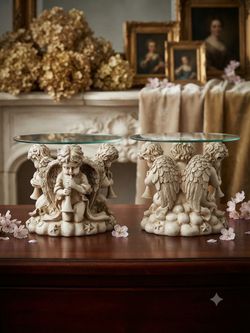 Vintage Cherub Angel Resin candle holder or jewelry tray.