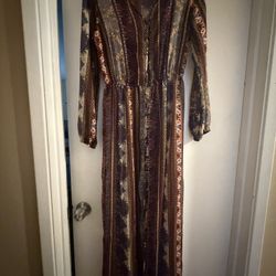 Xhilaration Sheer Boho Maxi Dress | Button Front | Long Sleeve | Size M