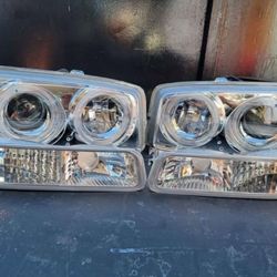 99-06 Sierra Yukon LED Projector Headlights Luces Micas Calaveras Faros Faroles Focos Headlamps 