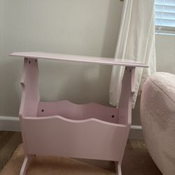 Pink Night Stand Book Table with Storage 