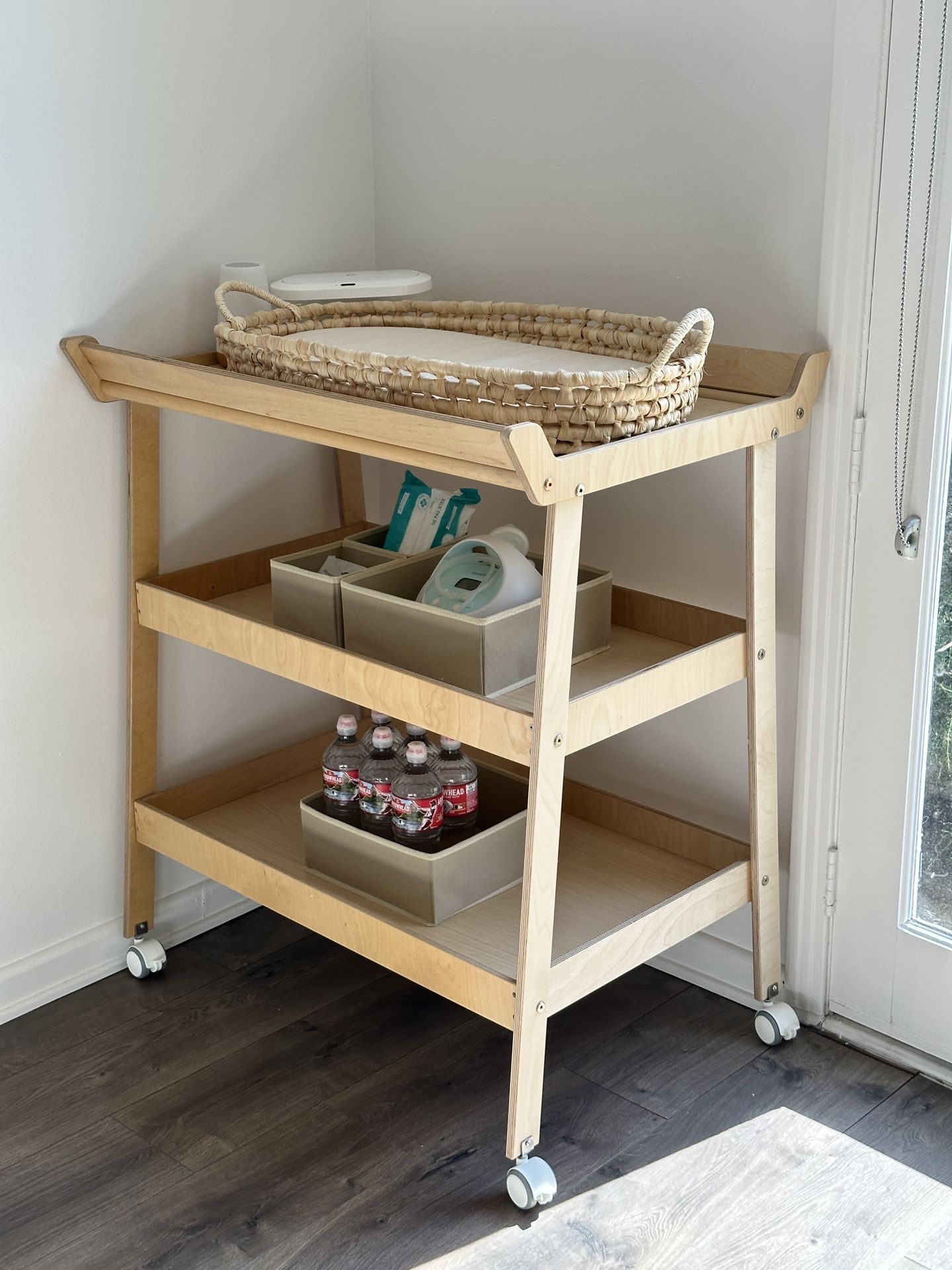 Nursery Rolling Changing Table and Cart with Wheels