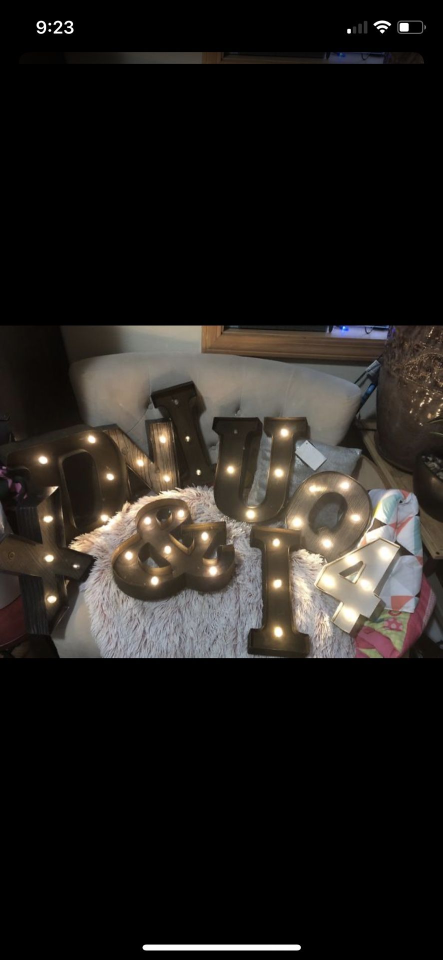 **NEW (lot of 8) Metal rustic looking letters with lights