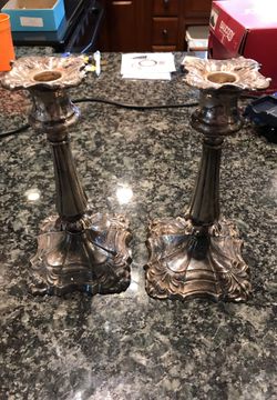 Vintage Candle holders. Silver plated. 8 1/4” Tall. Base 4 1/2” Wide