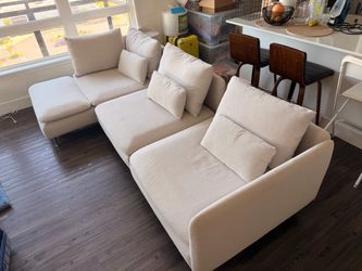 SÖDERHAMN Sectional, 4-seat with chaise, and open end/Fridtuna light beige