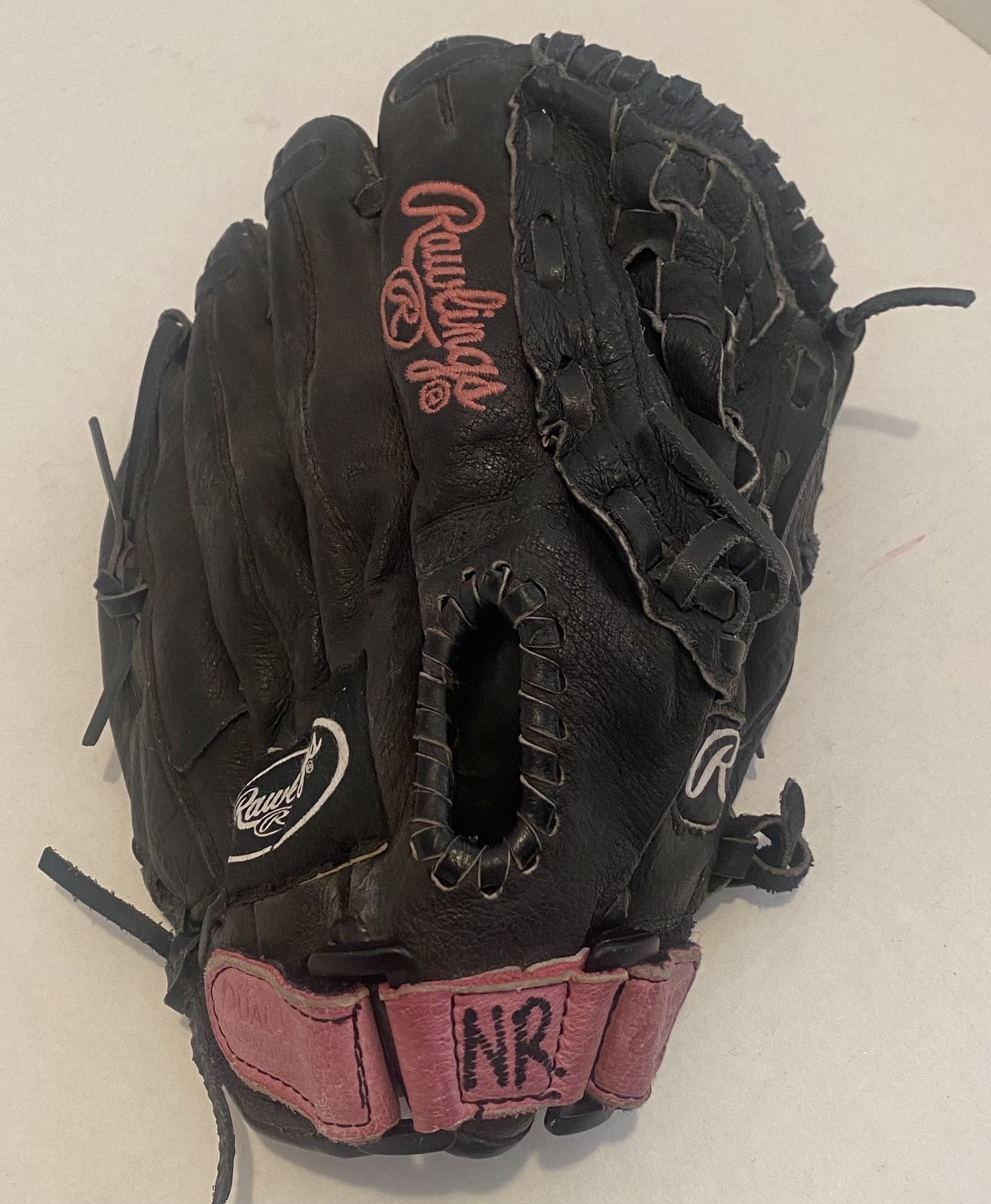 Rawlings Leather Glove 11.5” Black/Pink PP115PB Tball -Coach Pitch-Fastpitch
