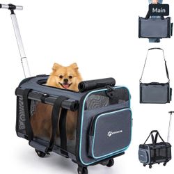 MIU Color Rolling Pet Carrier with Wheels Under 15 lbs, Airline Approved