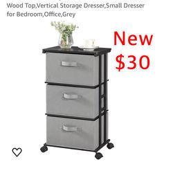 New Dresser Tower with 3 Drawers,Fabric Dresser Drawer Organizer Unit,Dresser Chest with Wood Top,Vertical Storage Dresser,Small Dresser for Bedroom,O