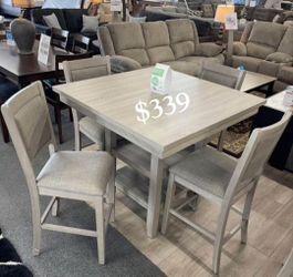 Elegant 5-Pc Light Gray Counter Height Dining Set 