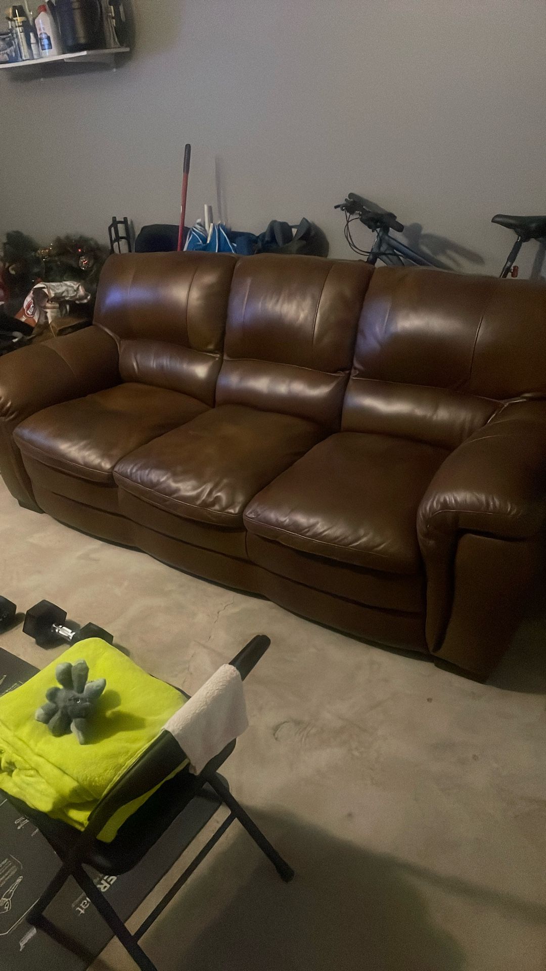 Chocolate Leather Couch Set