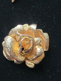 Signed "Angel" Open Rose Pin Brooch