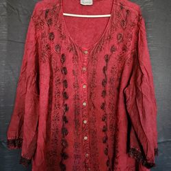 Red/burgundy blouse 2x