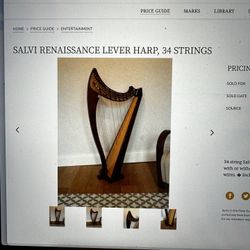Salvi Renaissance Lever Harp 34 Strings 