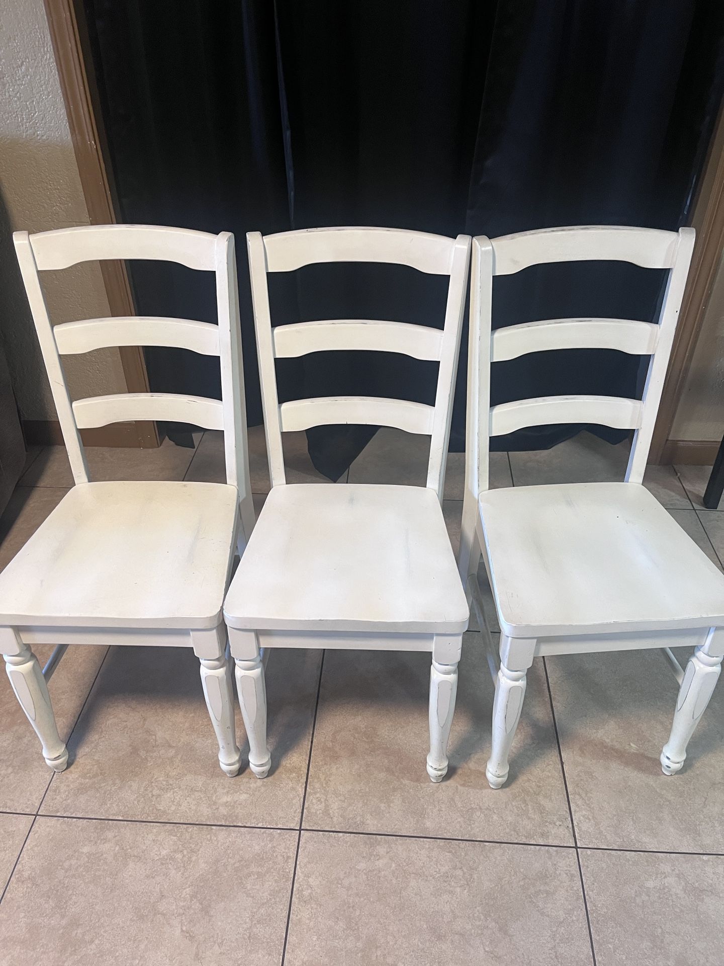 set of 3 wooden chairs