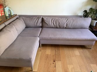 CB2 "Cielo" Modern 91” Grey Sectional Sofa - Apartment Size!