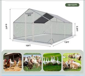 13x 10 Large Metal Chicken Coop with Run, Walk-in Dome Roof Poultry Cage with Waterproof & Anti-UV Cover for Yard for Ducks & Rabbits