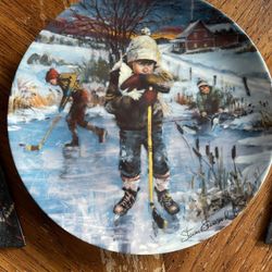  Vtg 1986 Dominion China Plate CANADA "Dreams of Glory" HOCKEY - Collectible Plate 