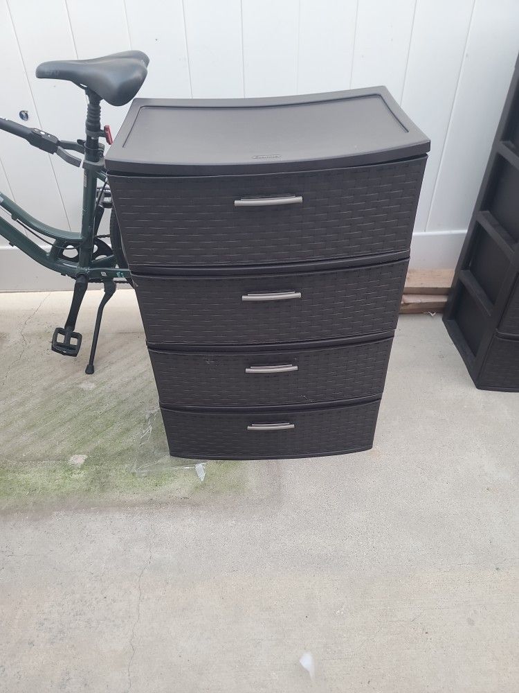 Compact 4 Drawer Wide Weave Tower with Opaque Drawers for Stylish Storage in Espresso