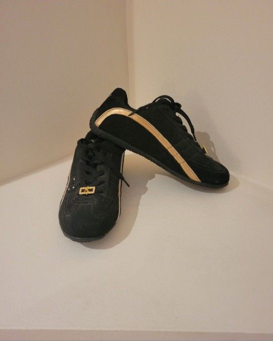 Baby Phat Size 7 Black and Gold w/Rhinestones Sneakers