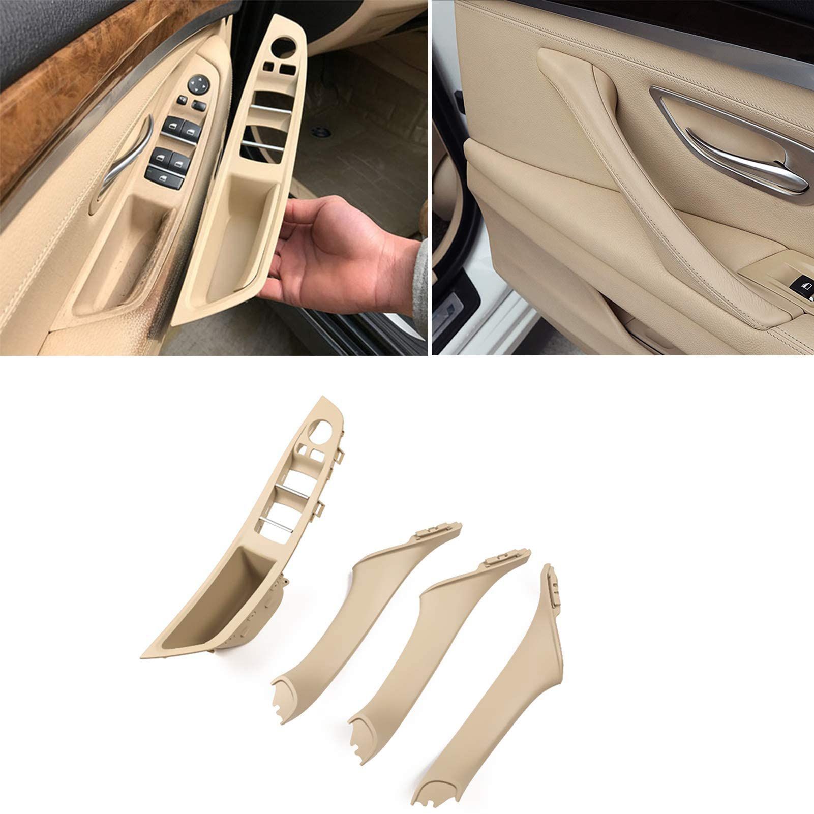 Jaronx 7PCS Door Handle Kit for BMW 5 Series F10/F11,Driver Side Window Switch Armrest+ Passenger Door Pull Handle+Window Switch Covers for BMW 520 52