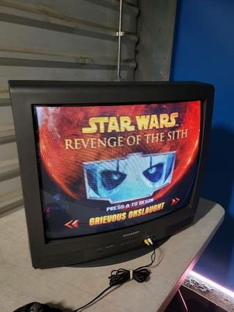 27" Sharp Curved CRT S-Video AV Inputs Retro Video Gaming w/ Remote