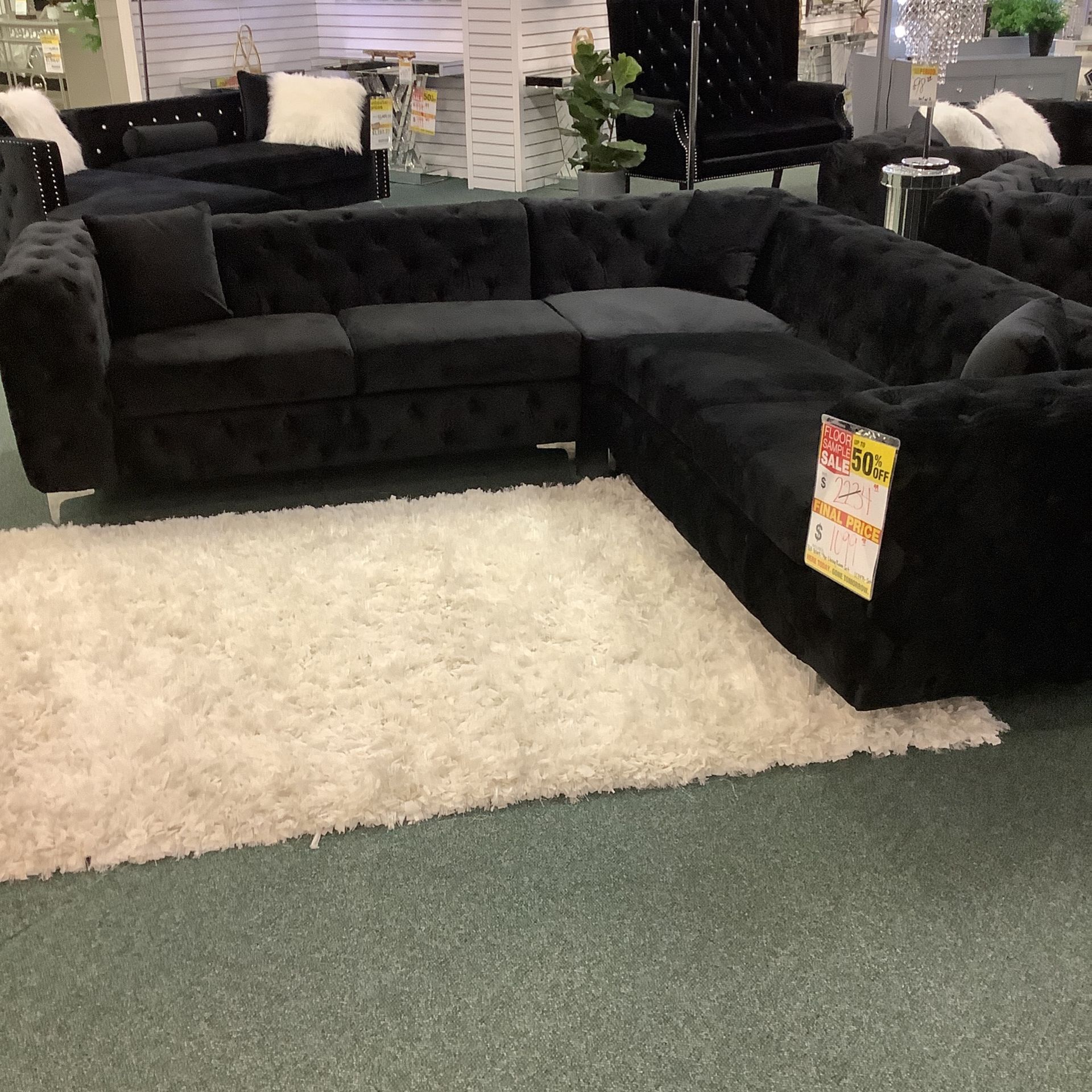 Black Velvet Sectional