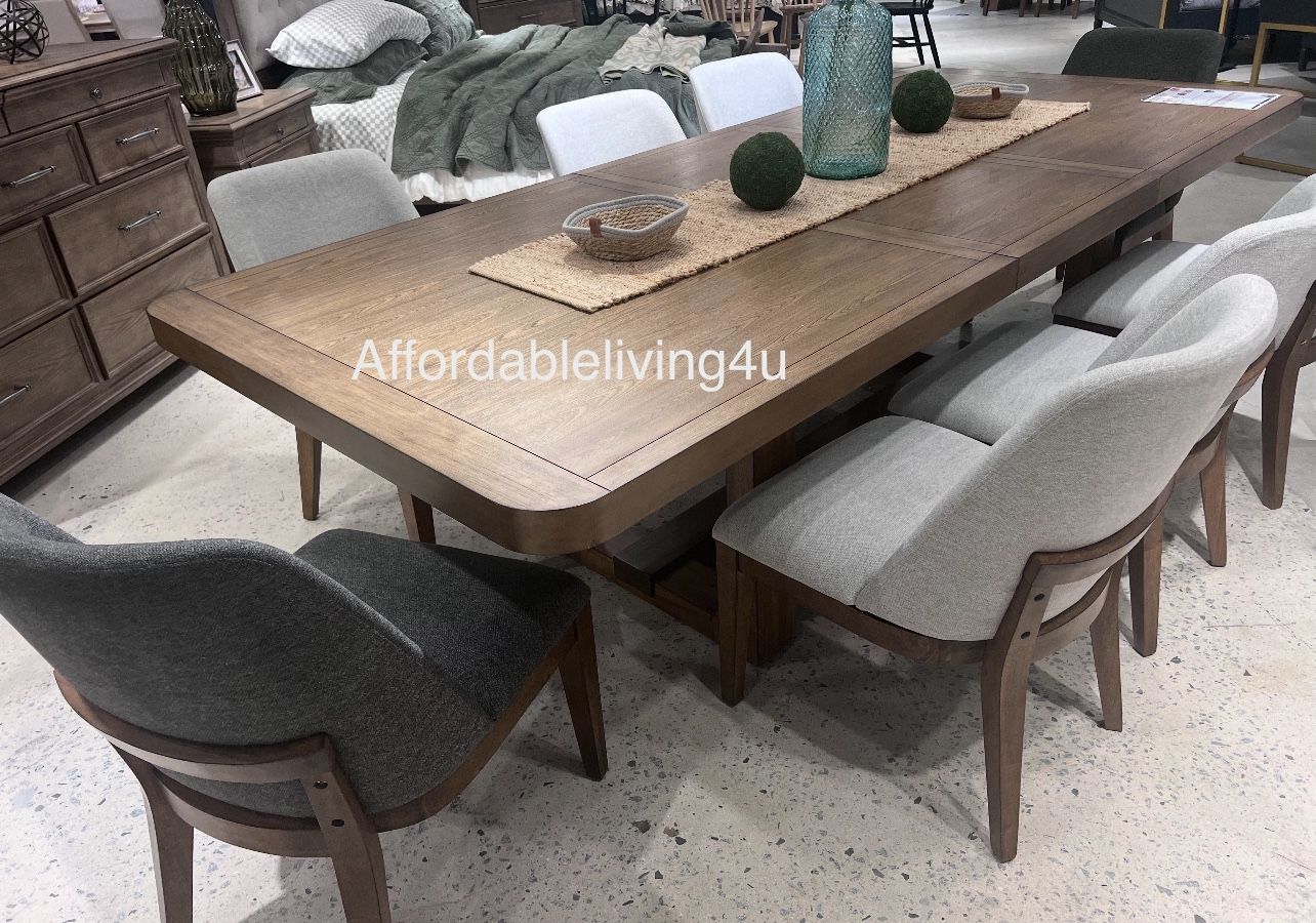 9 Pc Chestnut Dining Table Set Brand New In Box