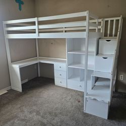 Full Size Bed with attached desk