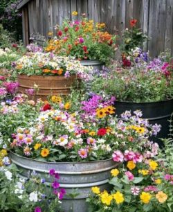 Behrens galvanized metal steel planter buckets tub pots