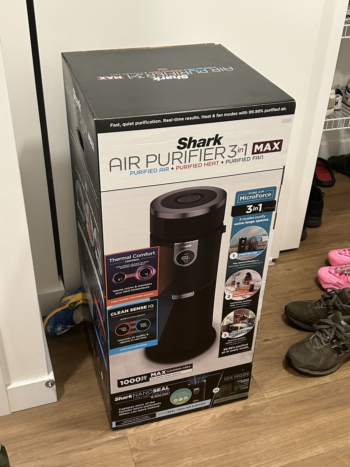 NEW Shark - 3-in-1 Max Air Purifier, Heater & Fan with NanoSeal HEPA, Cleansense IQ, Odor Lock, for 1000 Sq. Ft