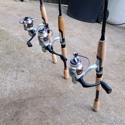 3 Unused Pflueger 6.5 Ft Fishing Rods And Reels