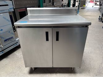 36” All Stainless Steel cabinet nsf advance Tabco 16 Ga with 2 doors 24” deep 36” tall.