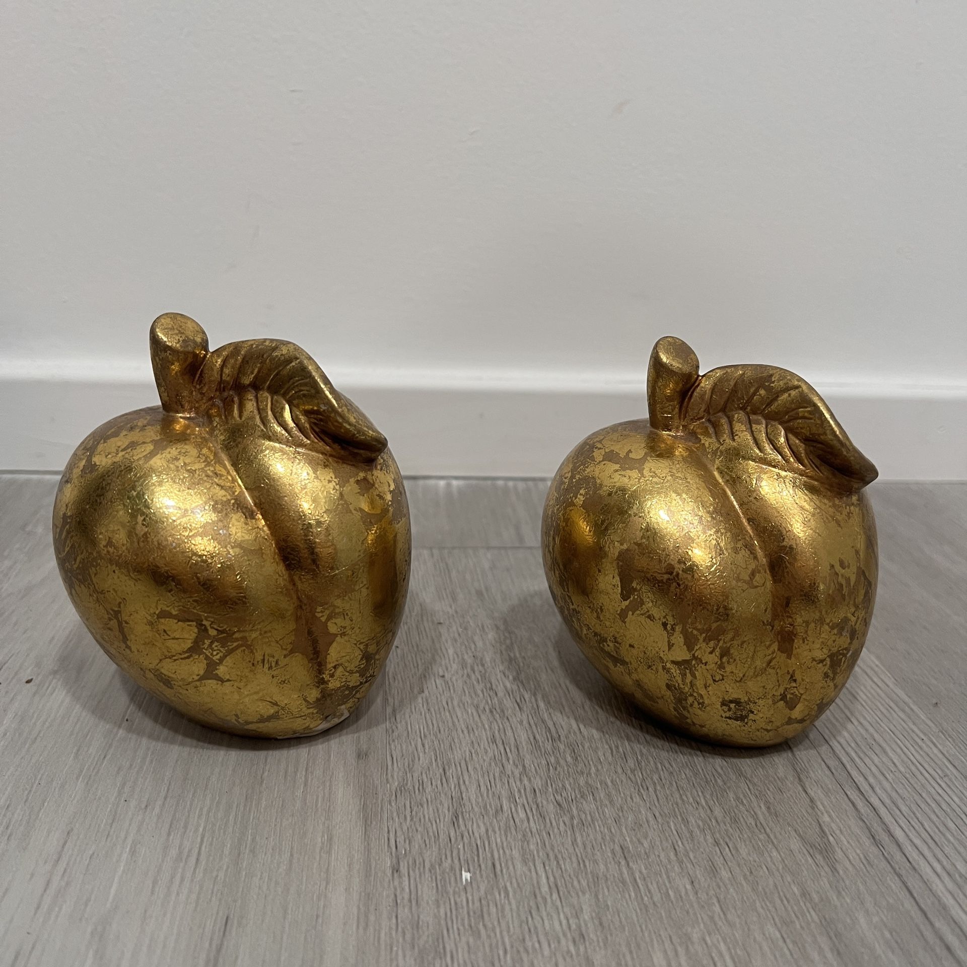 Set Of 2 Vintage Gold Gilded Brass Apricot Art Decor Collectable Gold Large 4”
