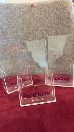 Set of 3 Clear Acrylic Brochure & Business Card Holders - Desktop Display Stand 7”x4”