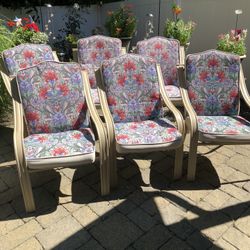 6 Metal Patio Chairs And Cushions