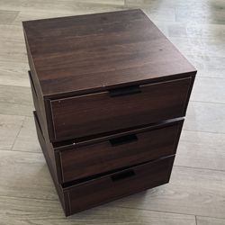 3 Drawer Nightstand For Bedroom, End Table With Rotating Drawers