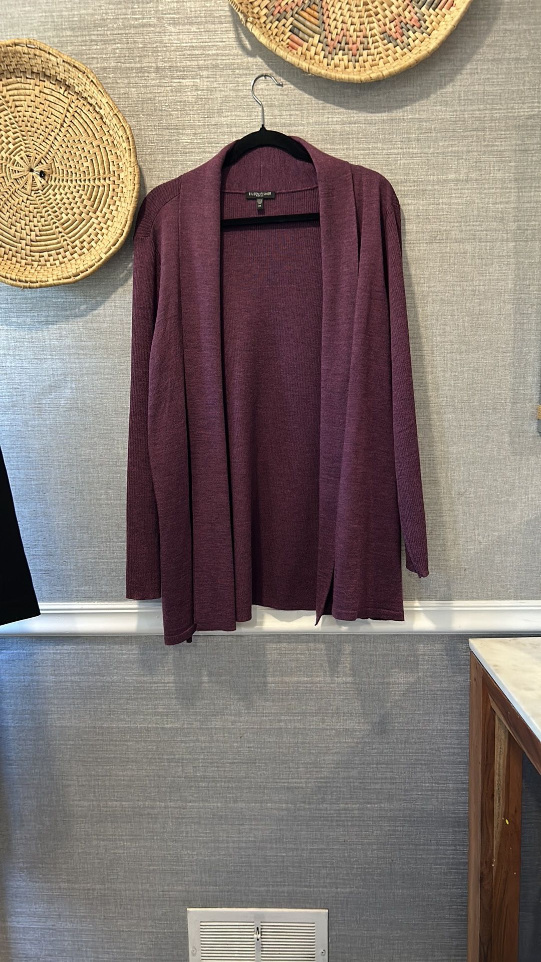 Eileen Fisher Purple Cardigan Sweater Long Knit