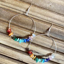 Large (35mm) Hoop Chakra Rainbow Earrings 