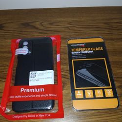 OnePlus Nord N200 5g protective phone case and glass screen protector.