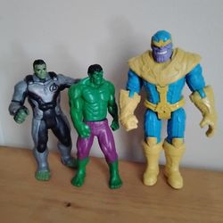 Thanos and Hulk plus Banner Hulk all 3 are Great Condition Very Clean