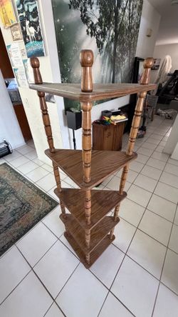 Vintage Wooden Spindle Corner Shelf