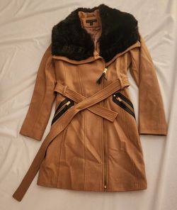 Tan Fur Collar Coat by Via Spiga