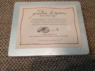 Potting shed creations gardeners seed saving kit featuring a recycled us steel case